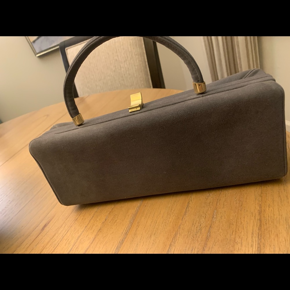 Classic 60’s Ronay grey gunmetal suede box bag